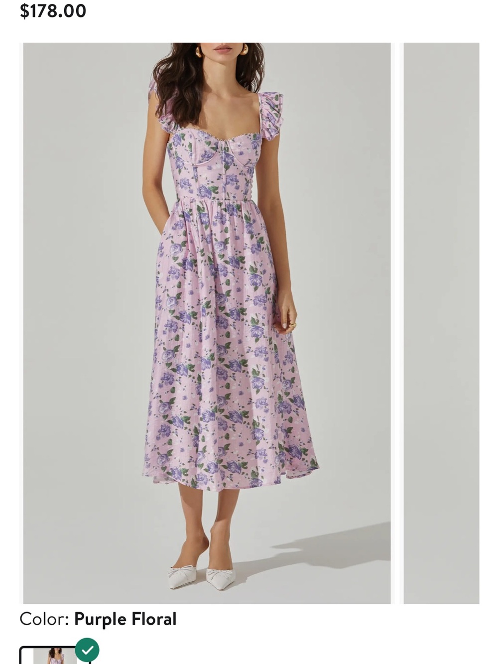 ASTR The Label Lilac Floral Midi Dress with Ruffle Straps - Picture 7 of 7
